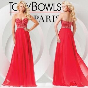 New Tony Bowls Beaded Sweetheart Strapless Dress